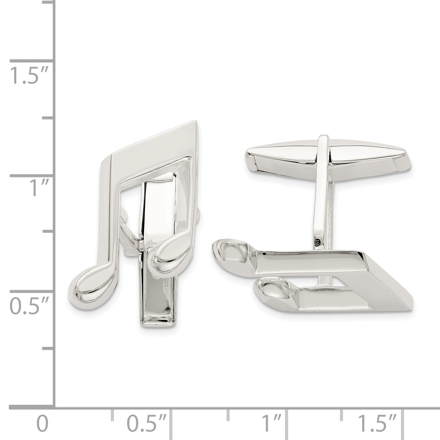 Sterling Silver Music Note Cuff Links