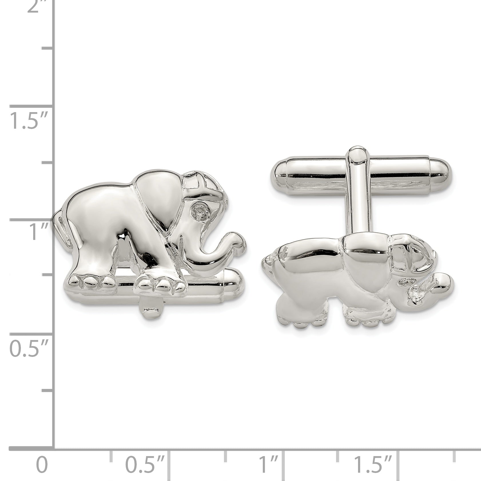 Sterling Silver CZ Elephant Cuff Links