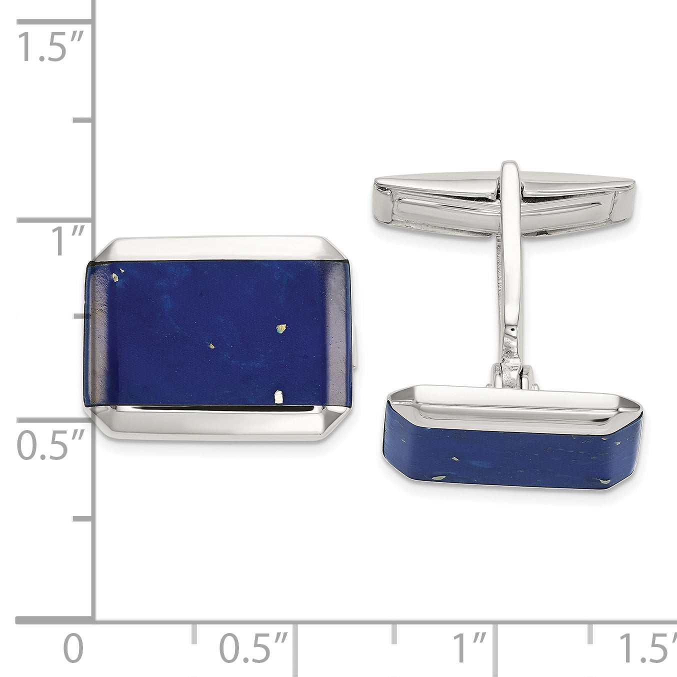 Sterling Silver Rectangle Lapis Cuff Links