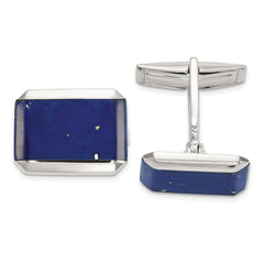 Sterling Silver Rectangle Lapis Cuff Links