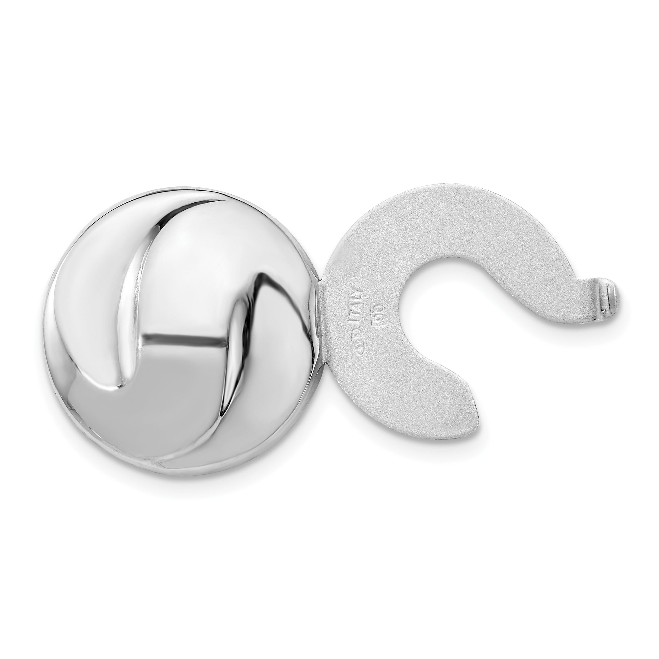 Sterling Silver Rhodium-plated Set/2 Swirl Design Button Covers