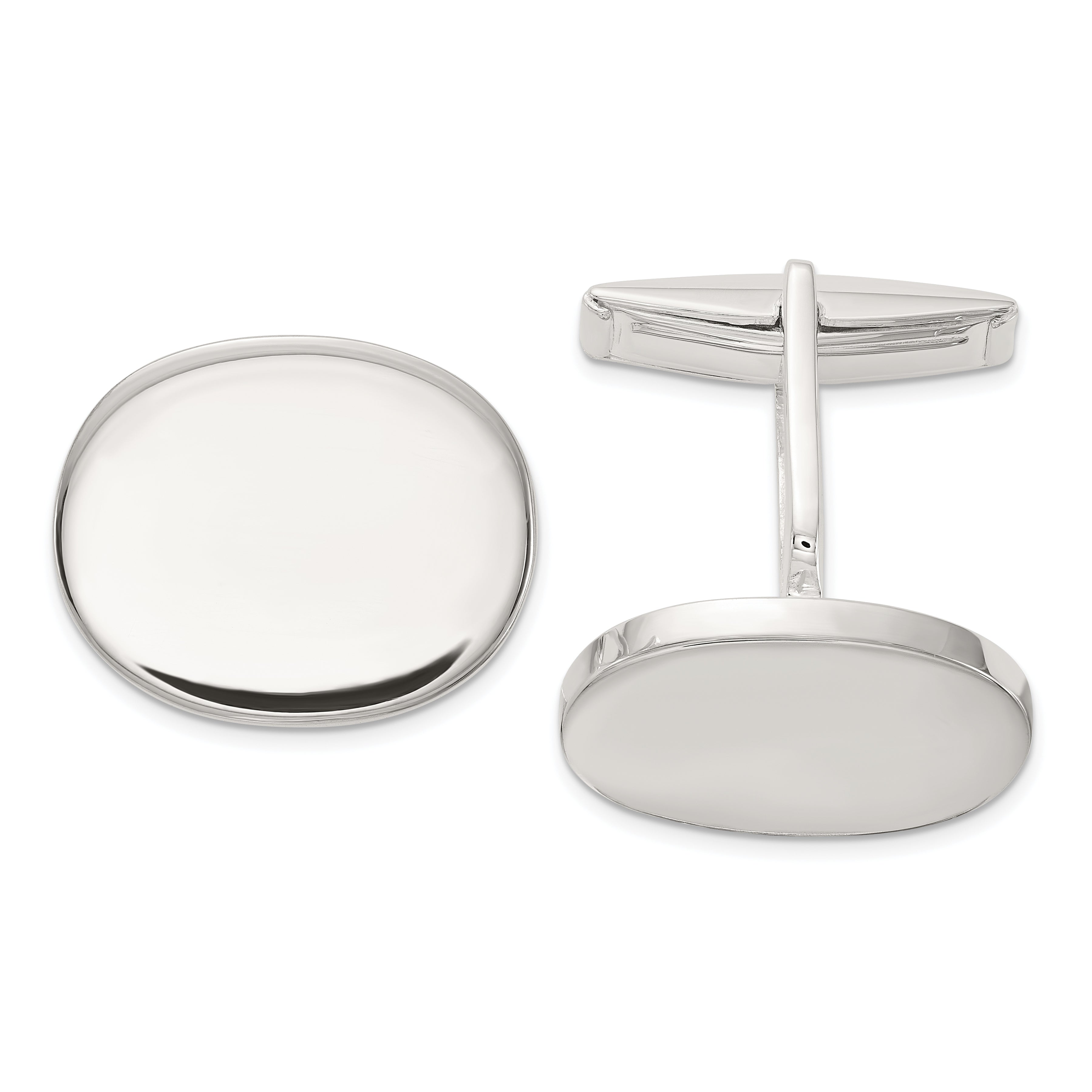 Sterling Silver Polished Oval Cuff Links