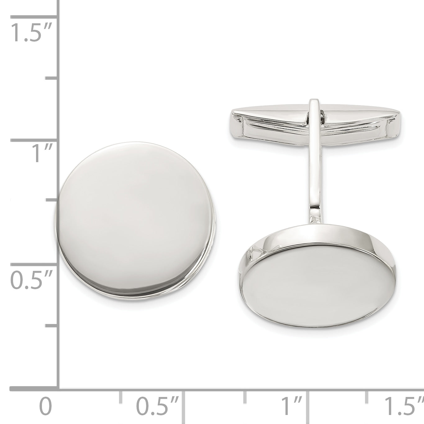 Sterling Silver Polished Round Cuff Links