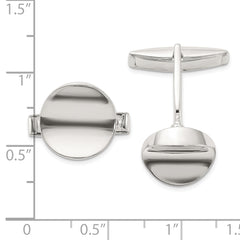 Sterling Silver Polished Round Concave Cuff Links