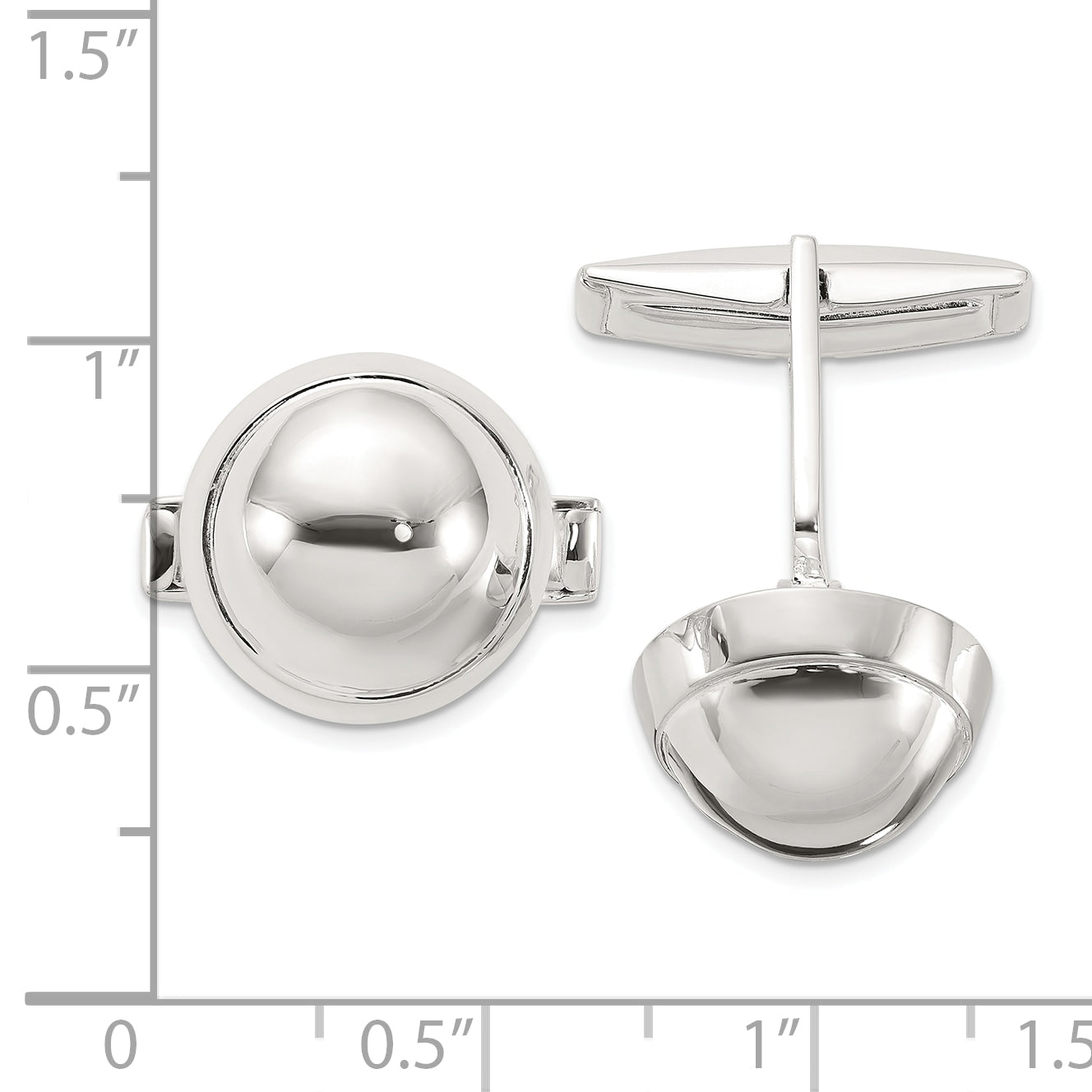 Sterling Silver Polished Round Domed Cuff Links