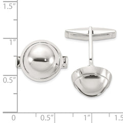 Sterling Silver Polished Round Domed Cuff Links