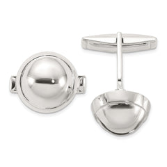 Sterling Silver Polished Round Domed Cuff Links