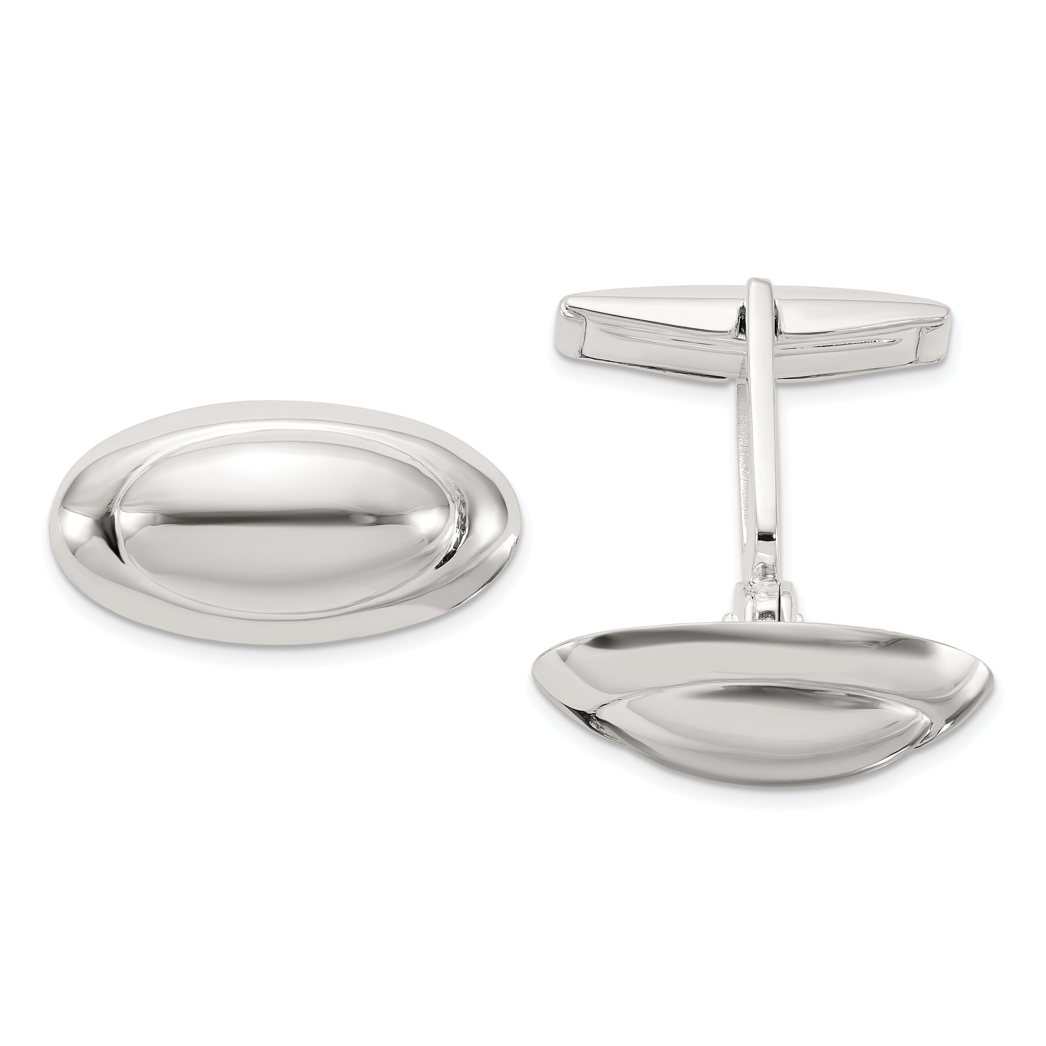 Sterling Silver Polished Long Oval Cuff Links