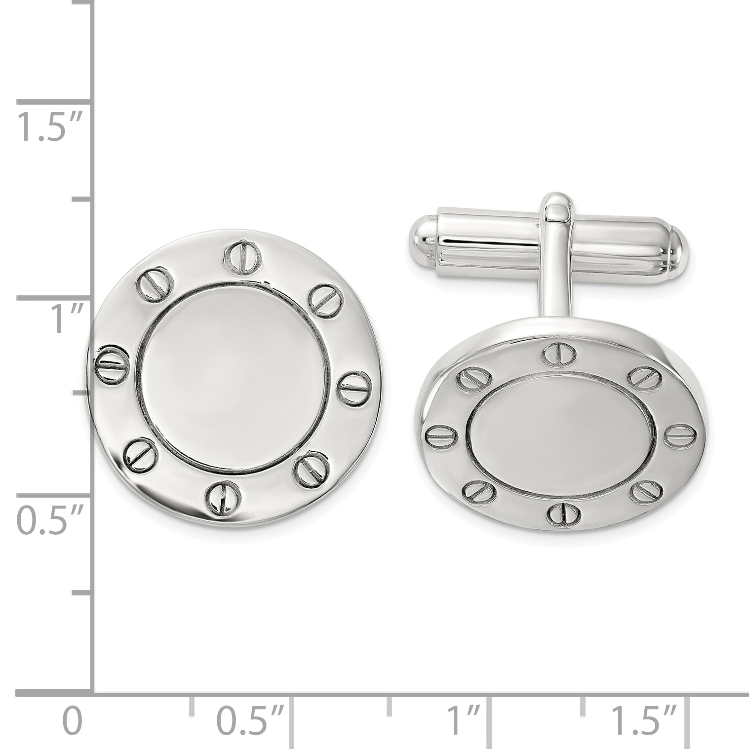 Sterling Silver Polished Circle Cuff Links