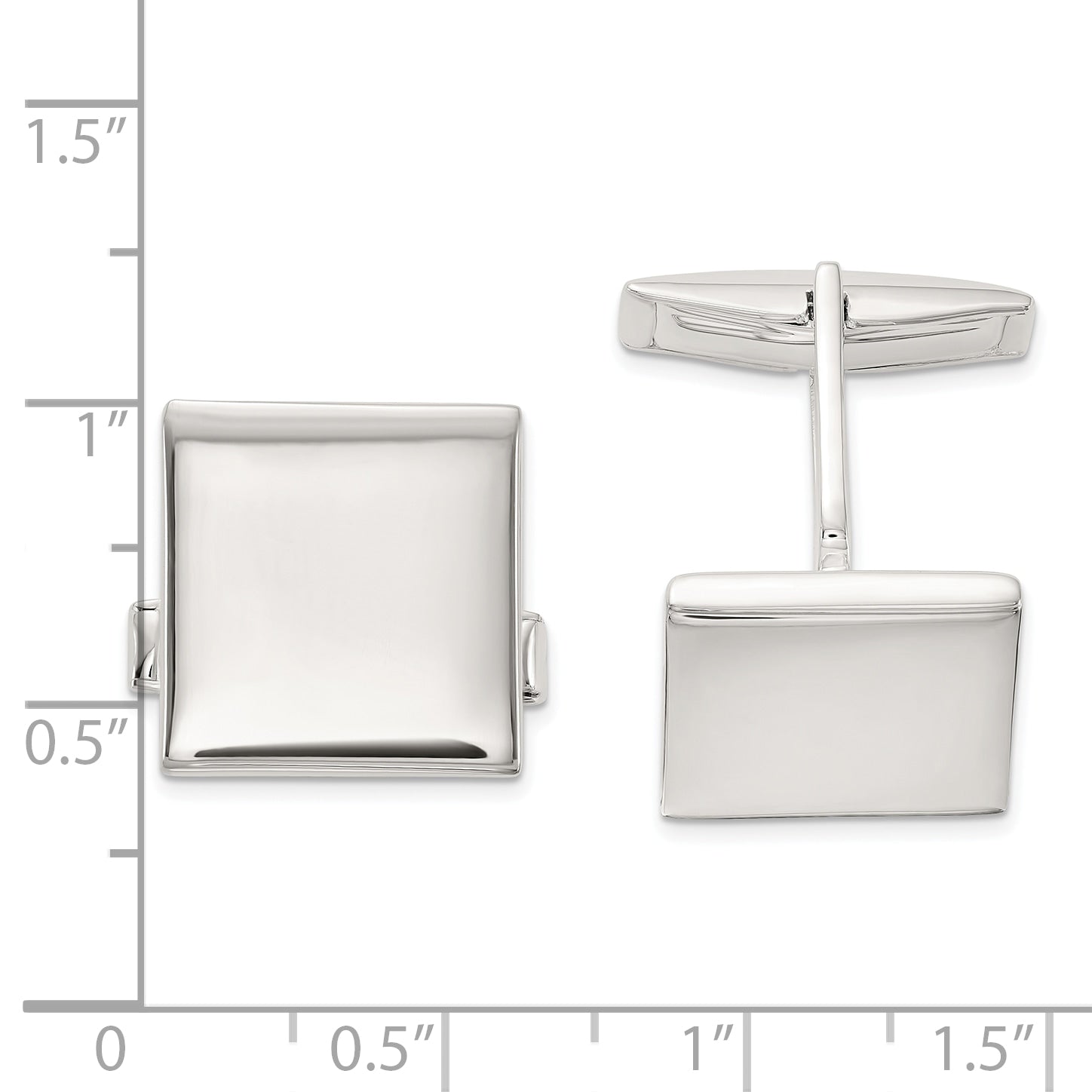 Sterling Silver Polished Square Cuff Links