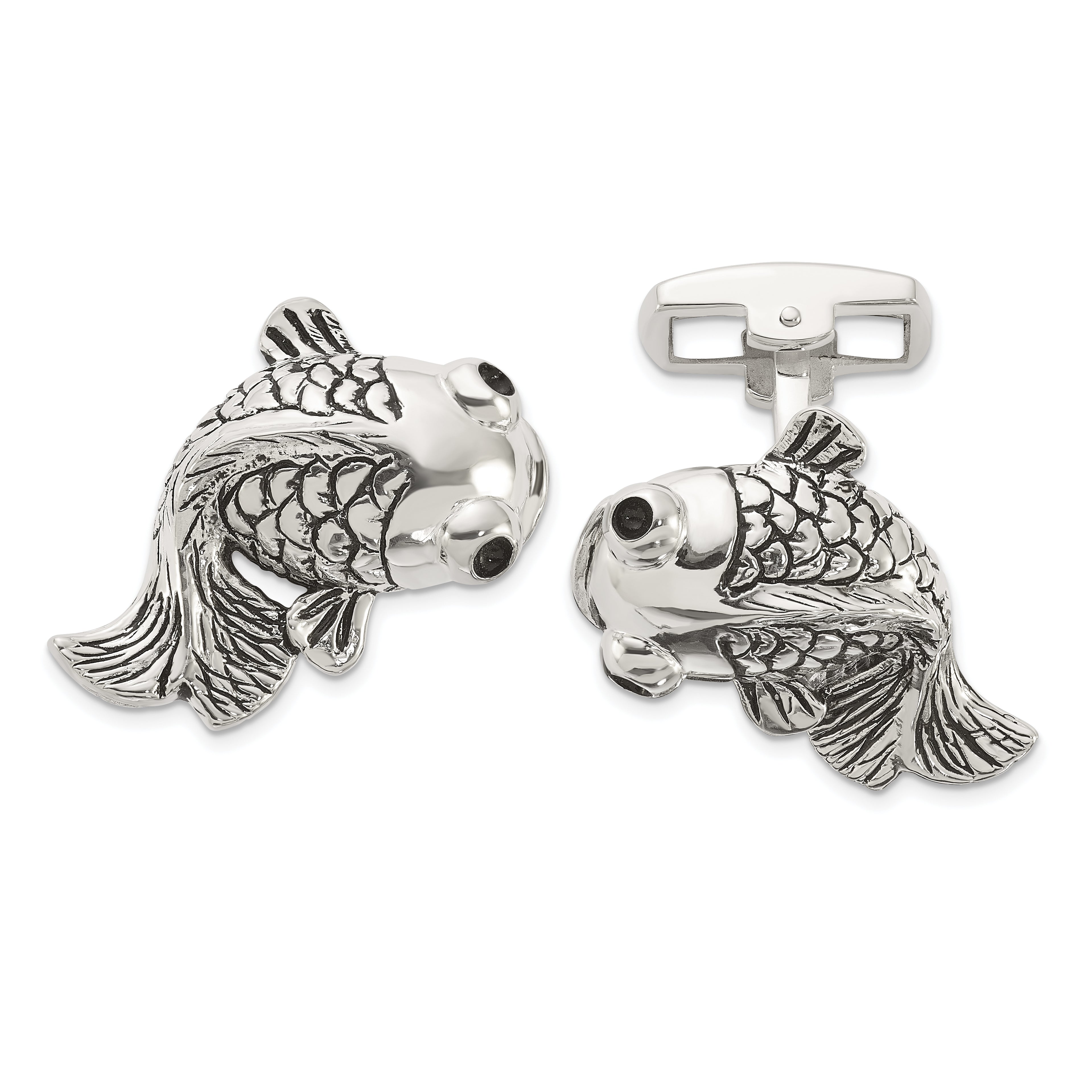 Sterling Silver Fish Enameled Cuff Links