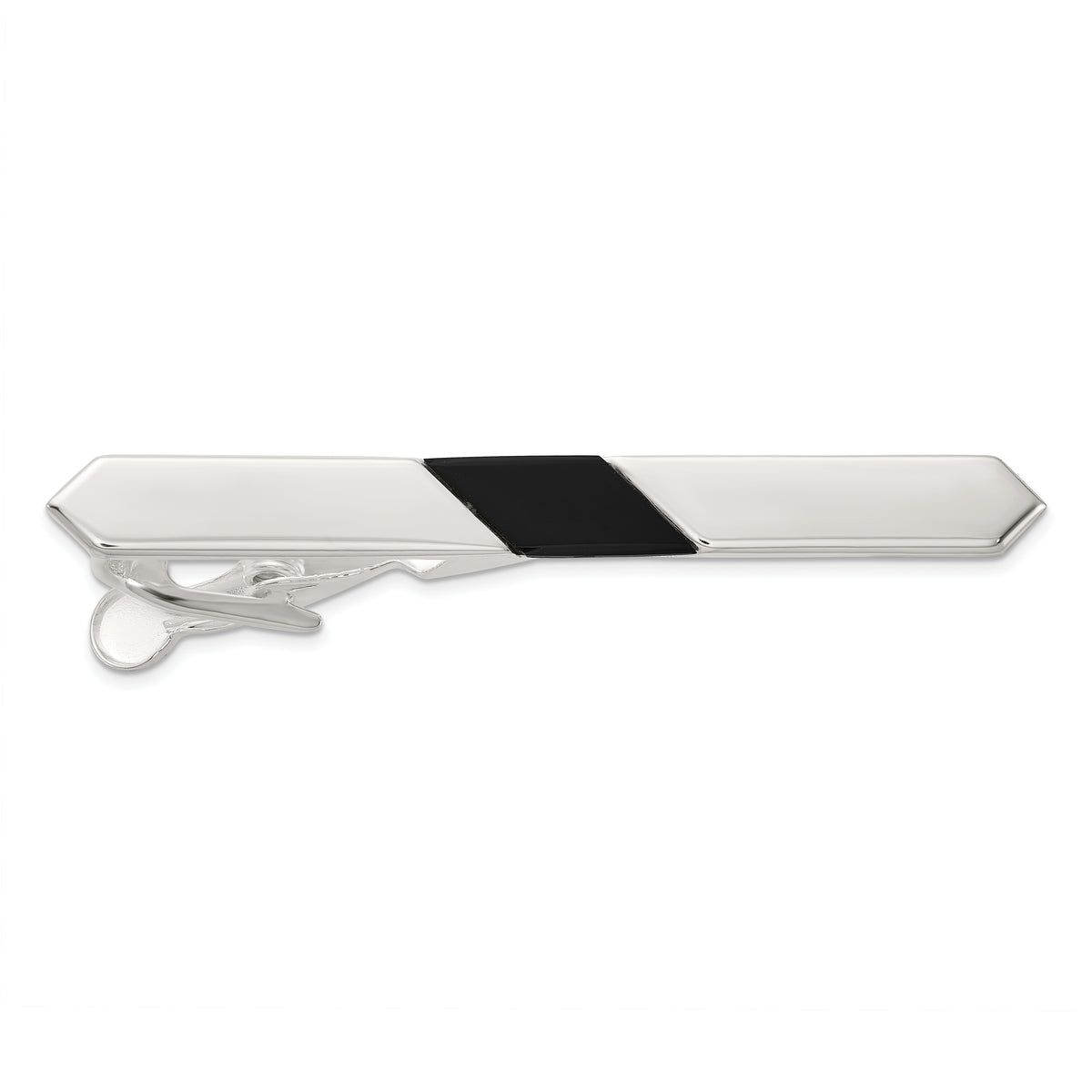 Sterling Silver Polished Onyx Tie Bar