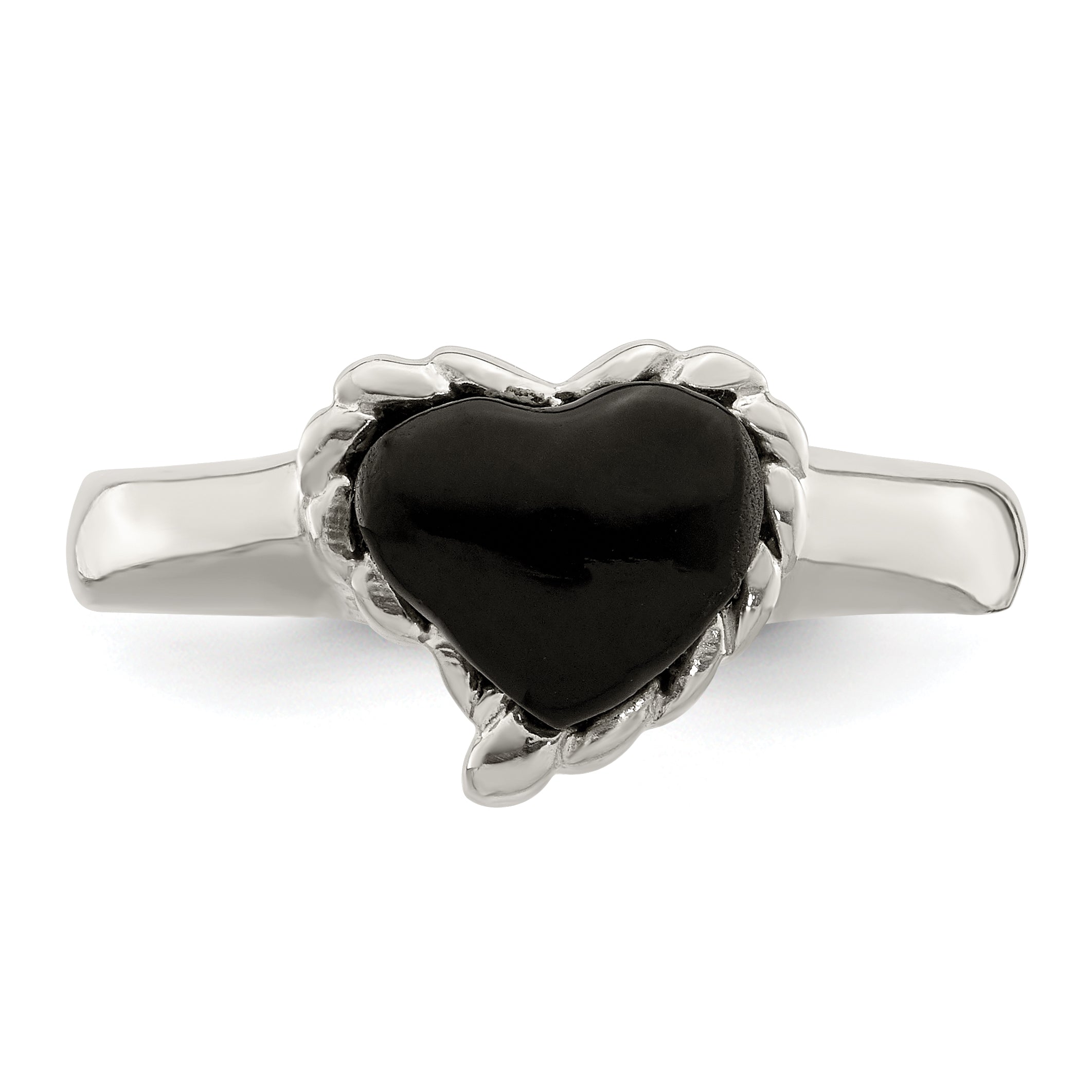 Sterling Silver Onyx Heart Ring