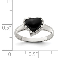 Sterling Silver Onyx Heart Ring