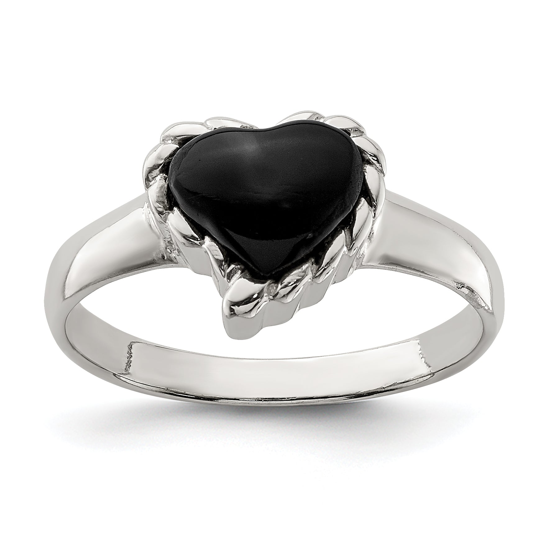 Sterling Silver Onyx Heart Ring