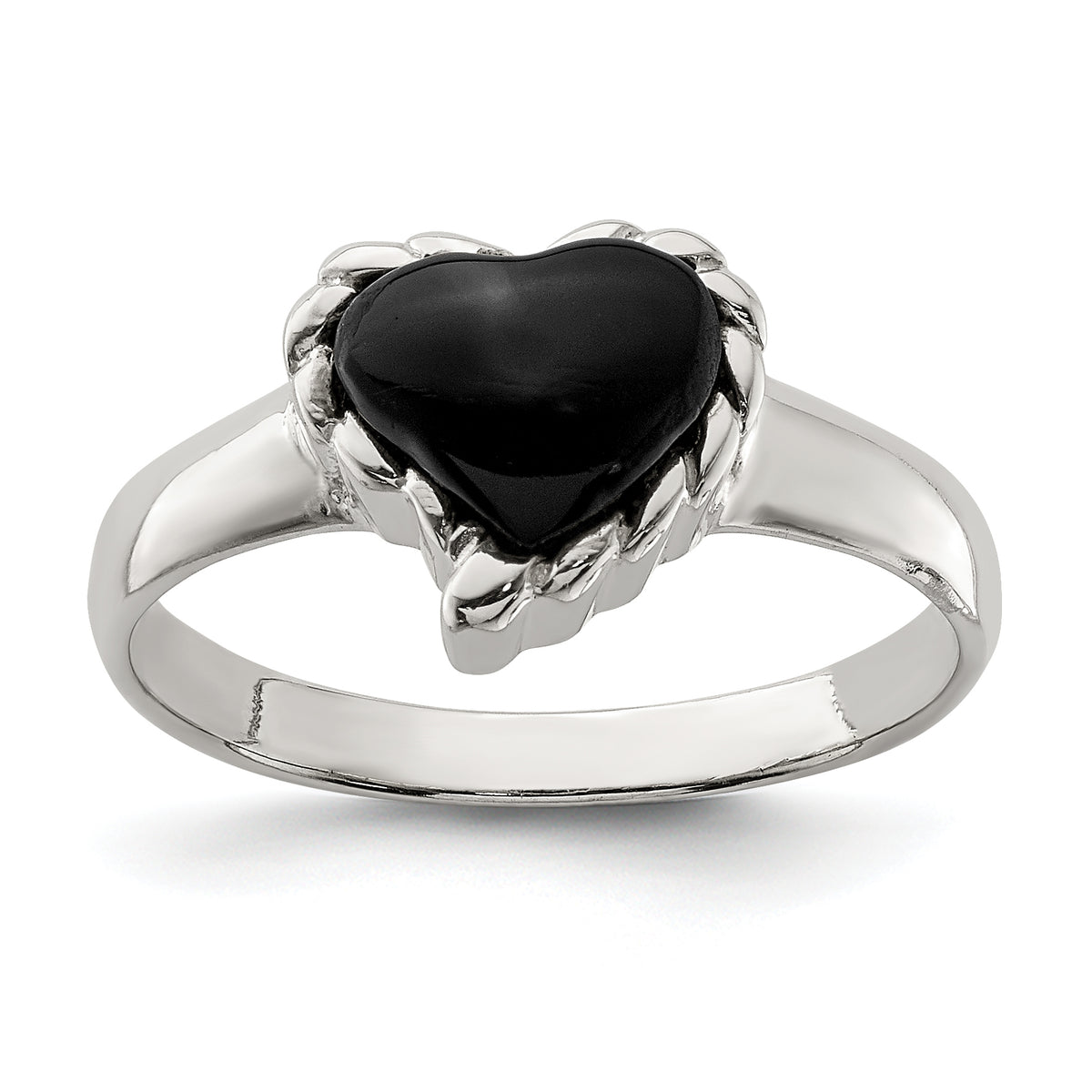 Sterling Silver Onyx Heart Ring