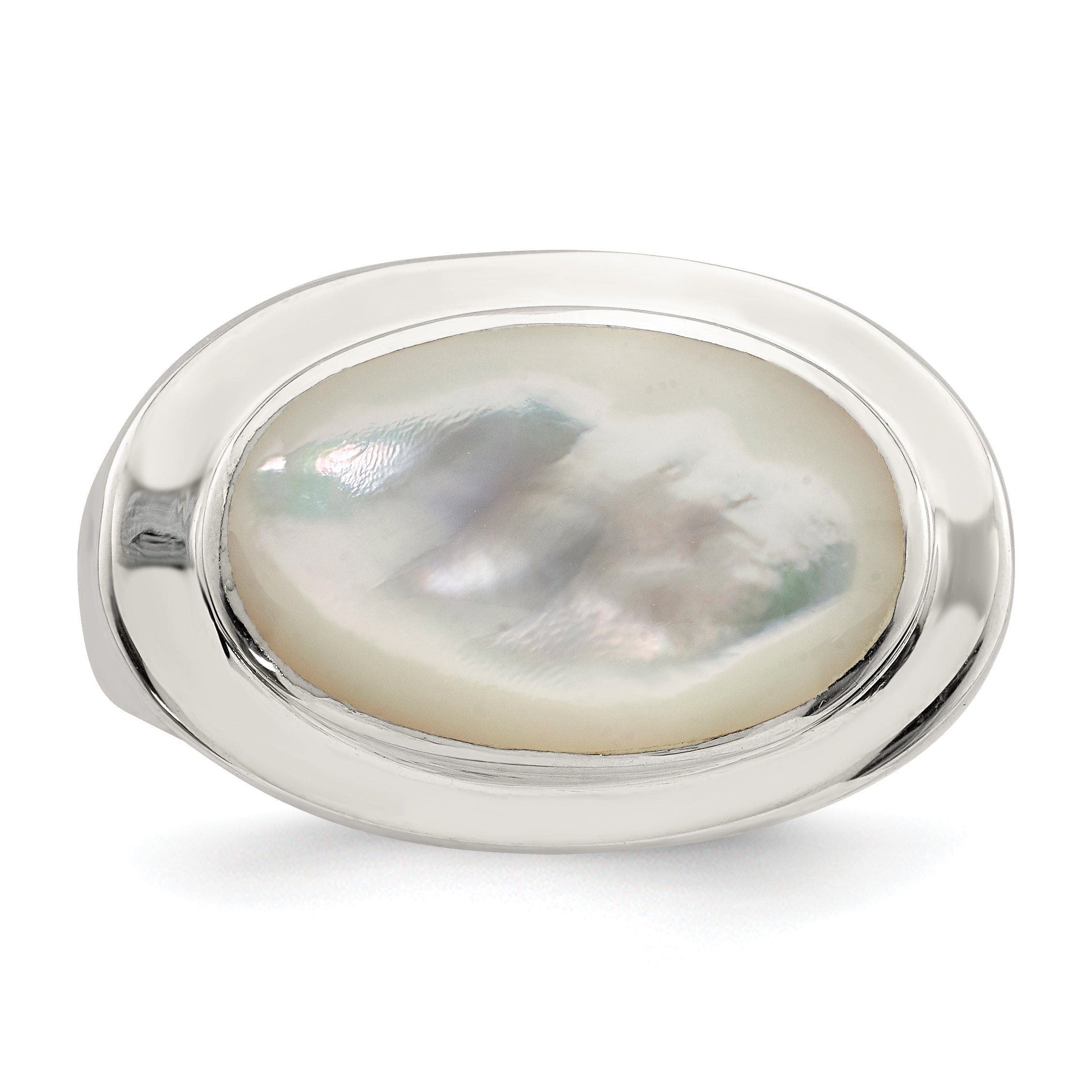 Sterling Silver Oval Mother of Pearl Ring