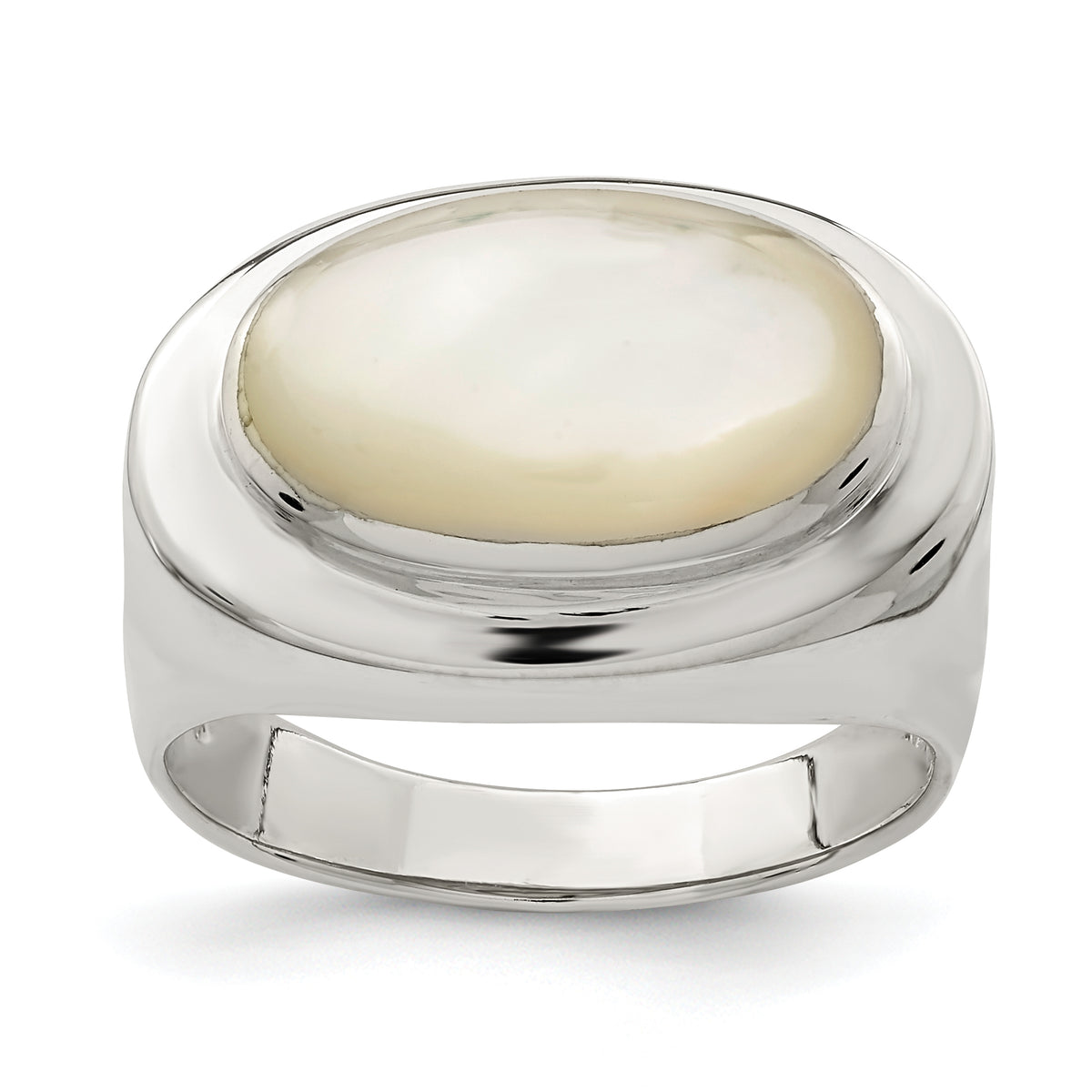 Sterling Silver Oval Mother of Pearl Ring