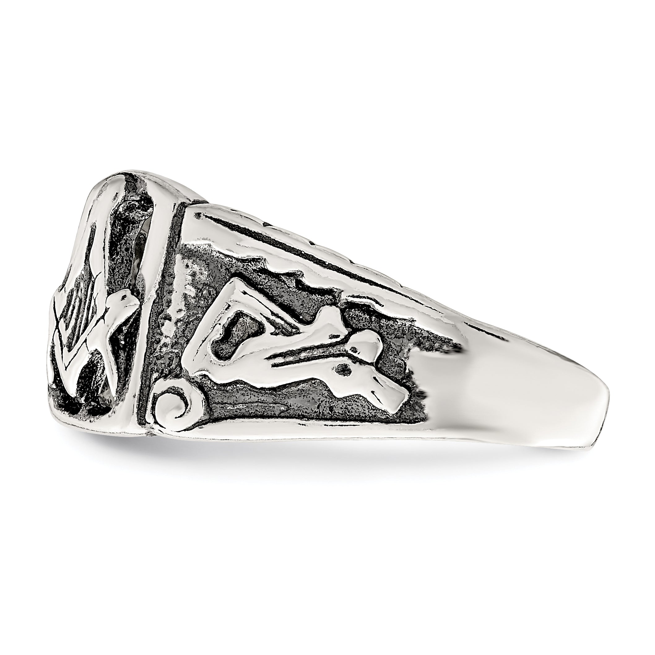 Sterling Silver Antiqued Masonic Ring