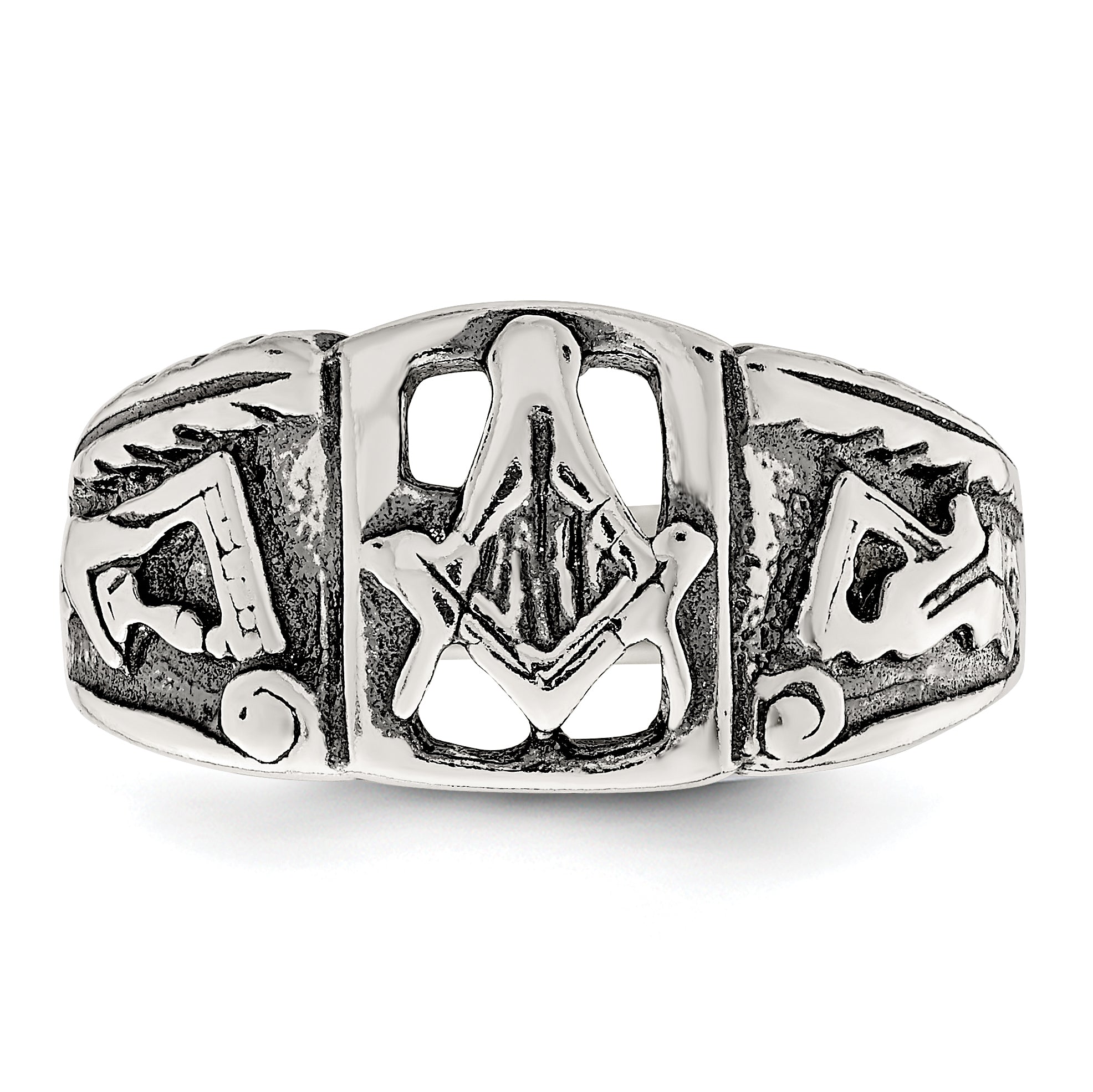 Sterling Silver Antiqued Masonic Ring