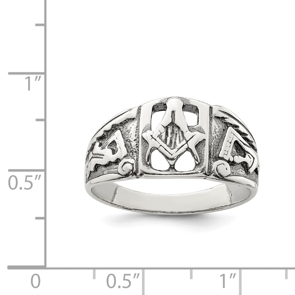 Sterling Silver Antiqued Masonic Ring