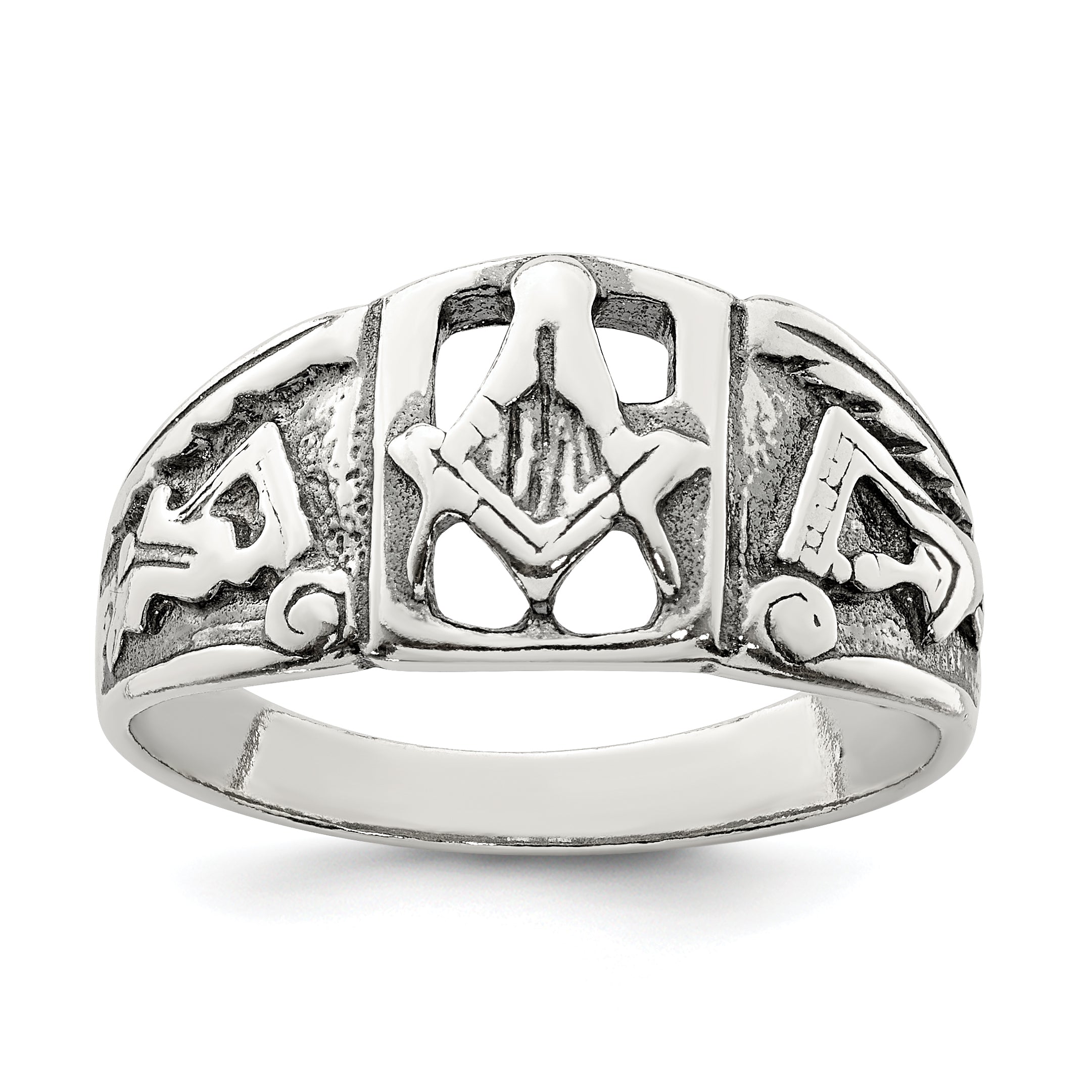 Sterling Silver Antiqued Masonic Ring