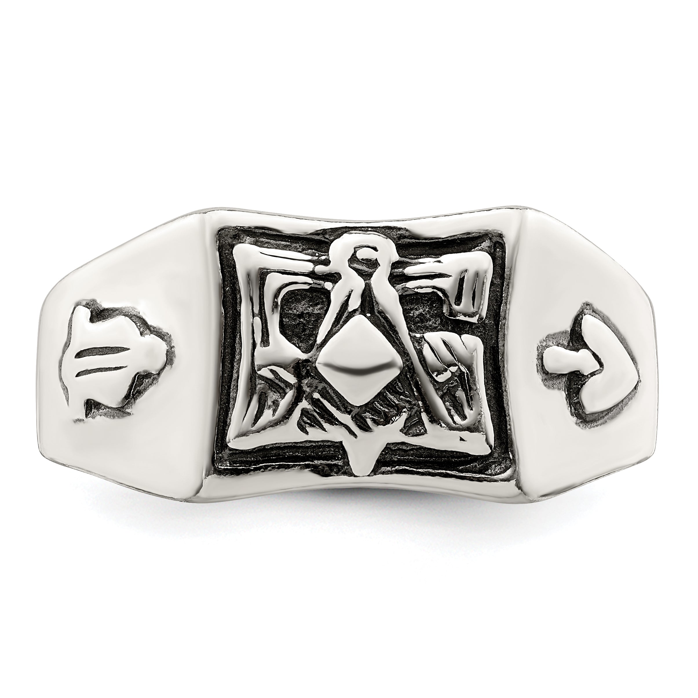 Sterling Silver Antiqued Masonic Ring