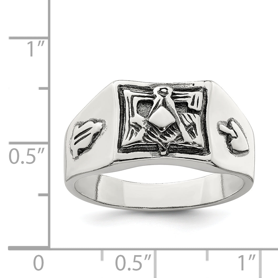 Sterling Silver Antiqued Masonic Ring