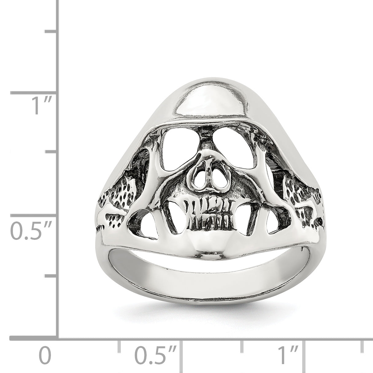 Sterling Silver Antiqued Skull Ring