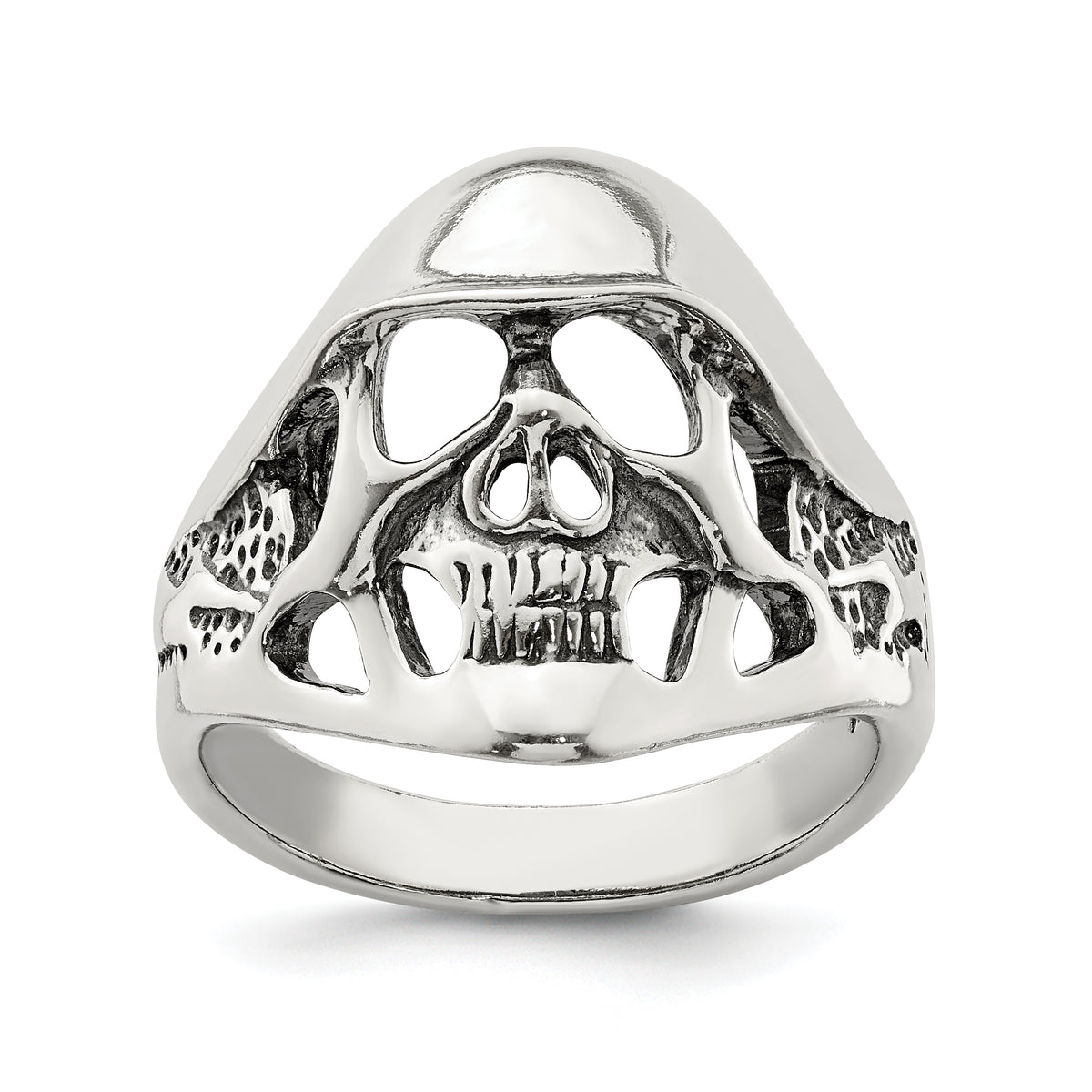 Sterling Silver Antiqued Skull Ring