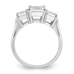 Sterling Silver Rhodium-plated Three Stone CZ Ring