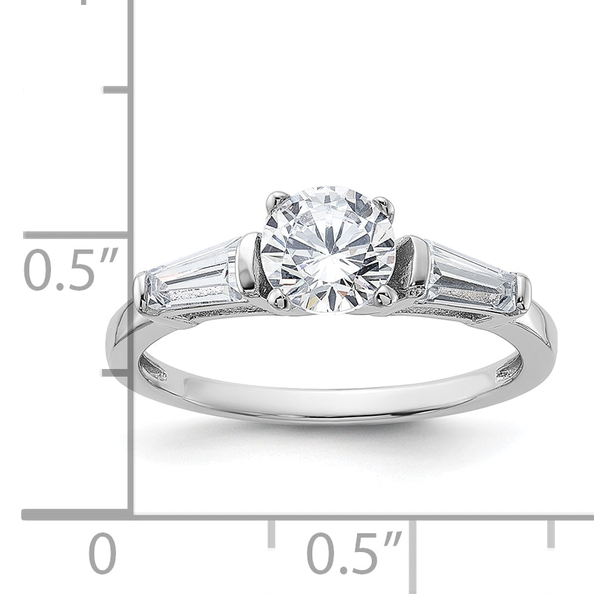 Sterling Silver Rhodium-plated CZ Ring