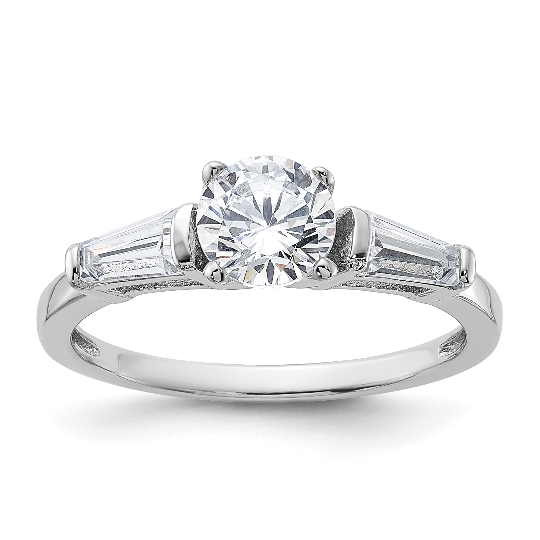 Sterling Silver Rhodium-plated CZ Ring