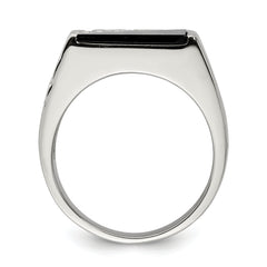 Sterling Silver Rhodium-plated Men's Onyx Ring