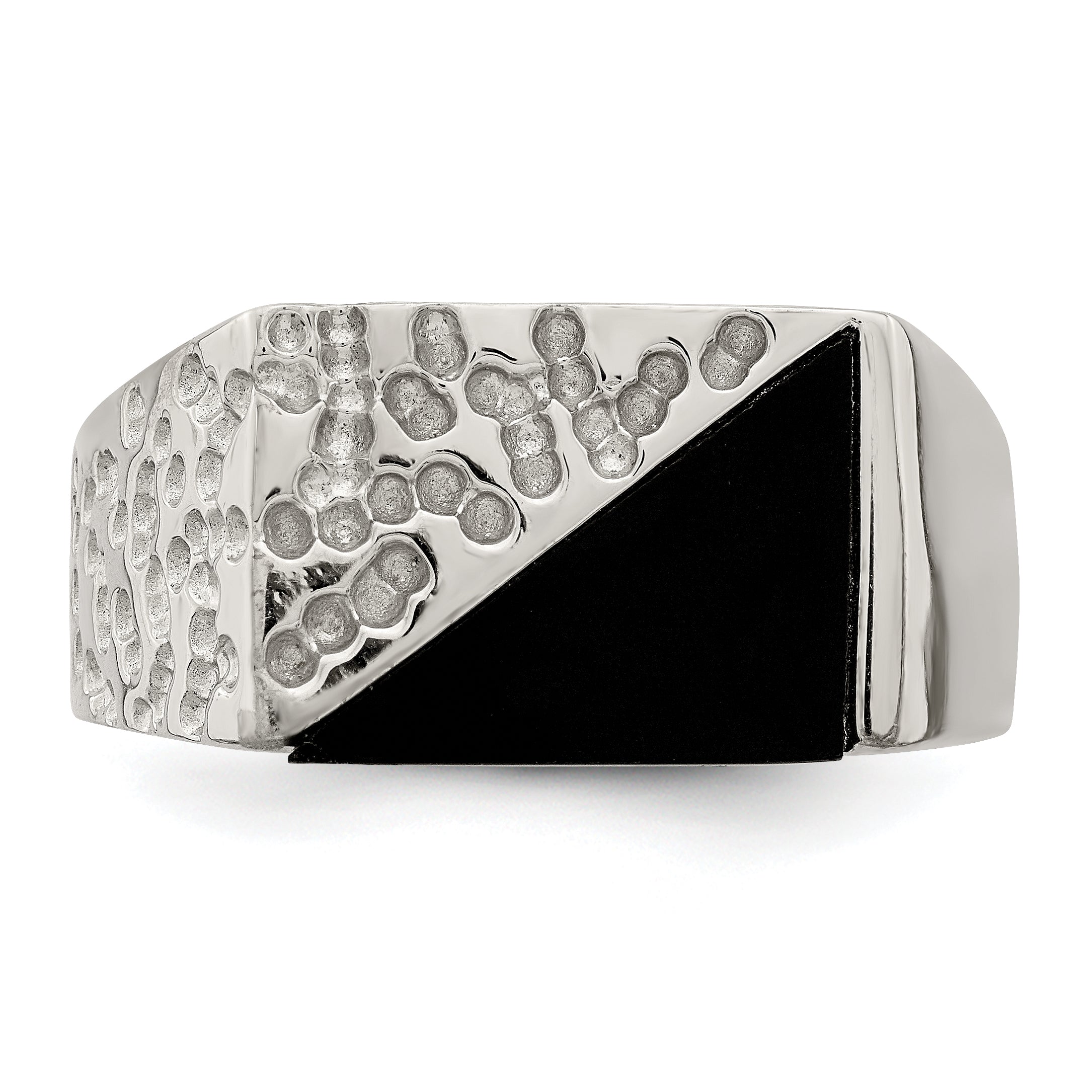 Sterling Silver Rhodium-plated Men's Onyx Ring