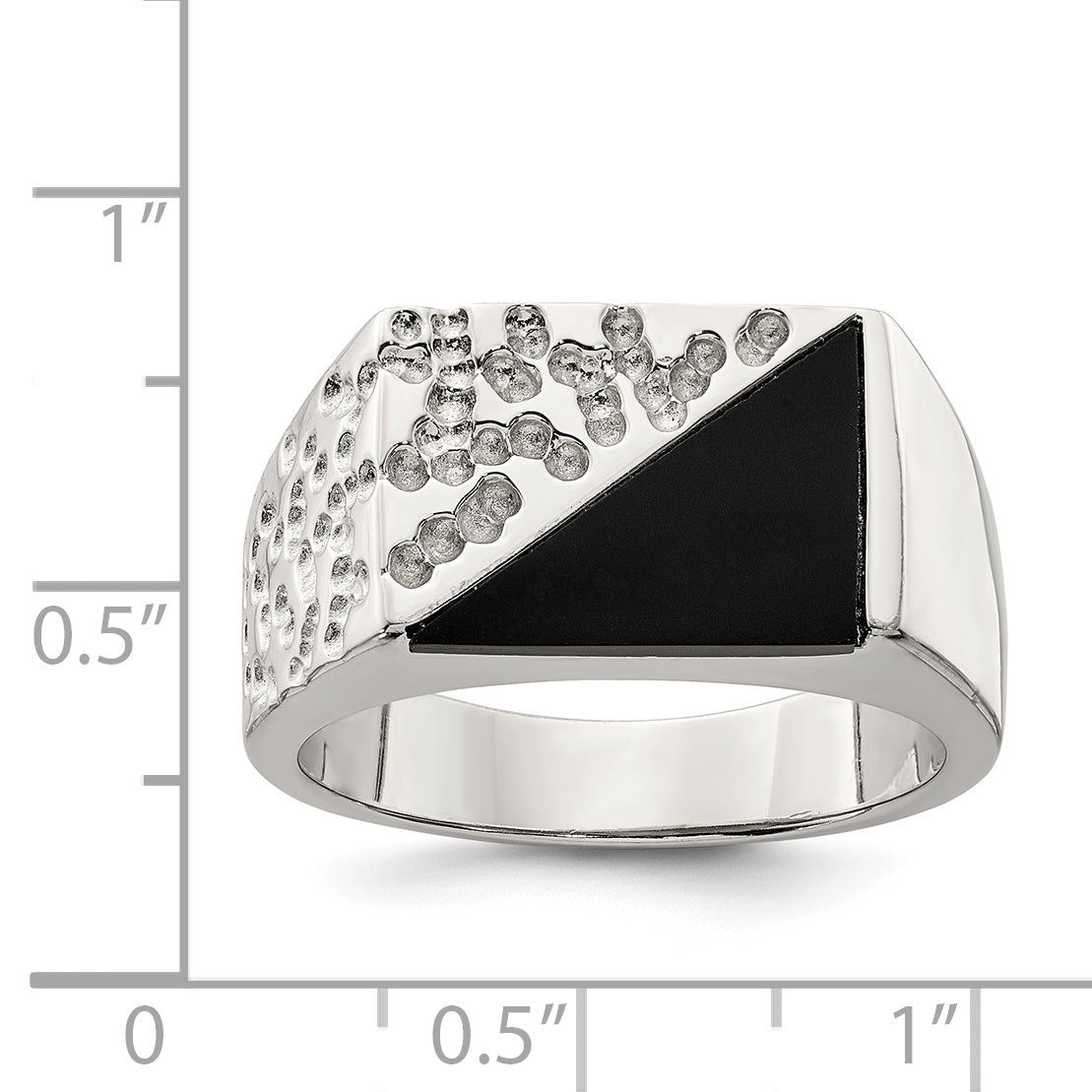 Sterling Silver Rhodium-plated Men's Onyx Ring