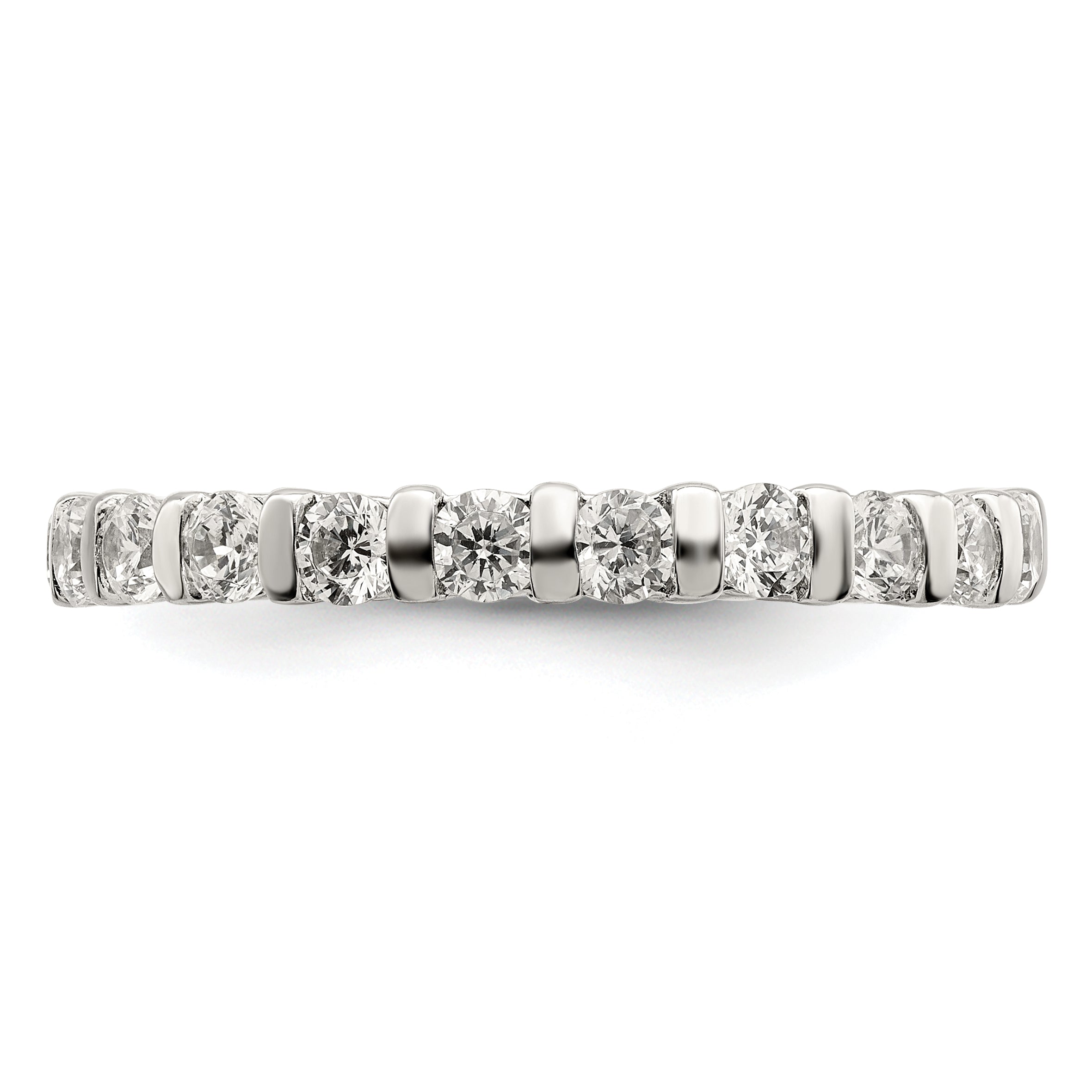 Sterling Silver Rhodium-plated CZ Band