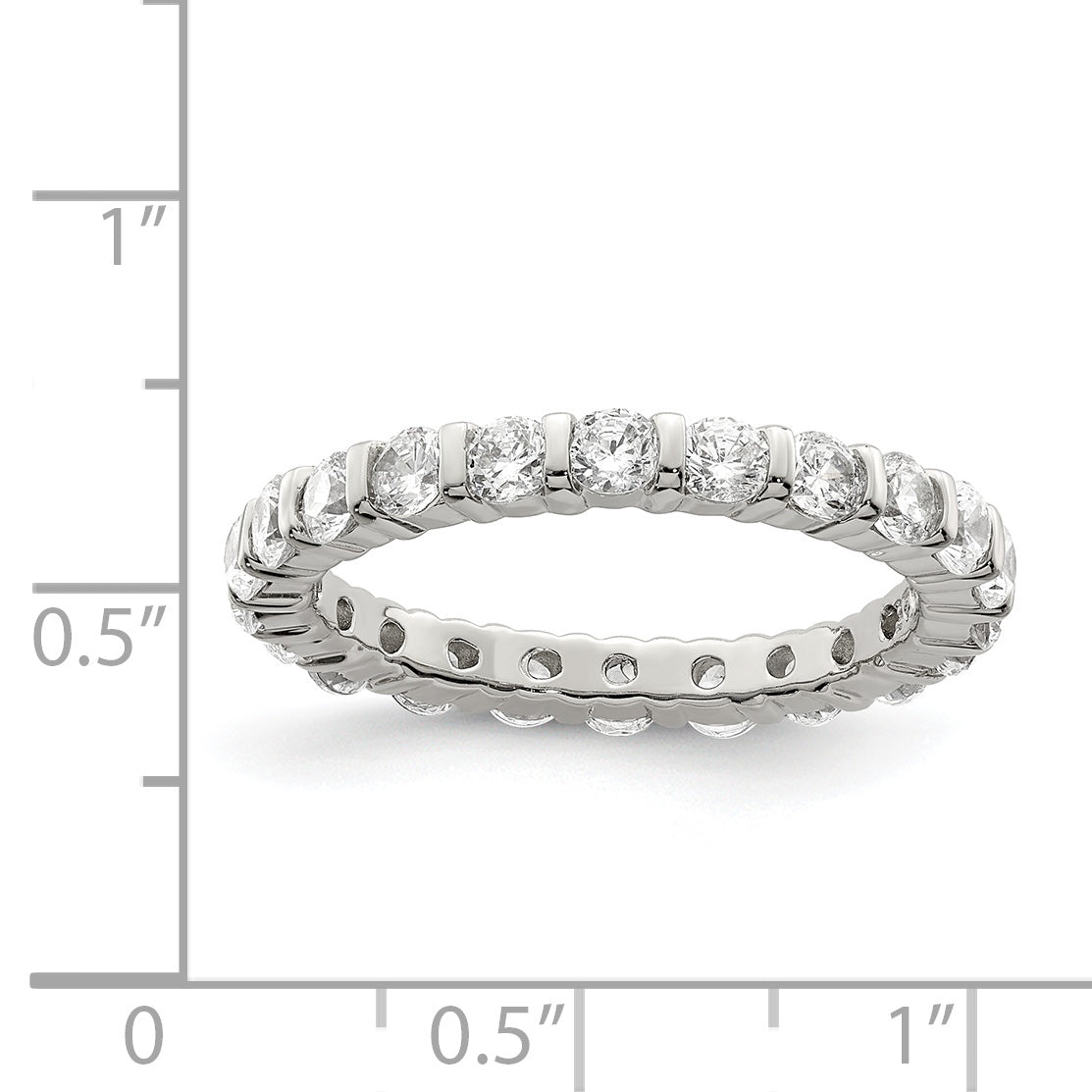 Sterling Silver Rhodium-plated CZ Band