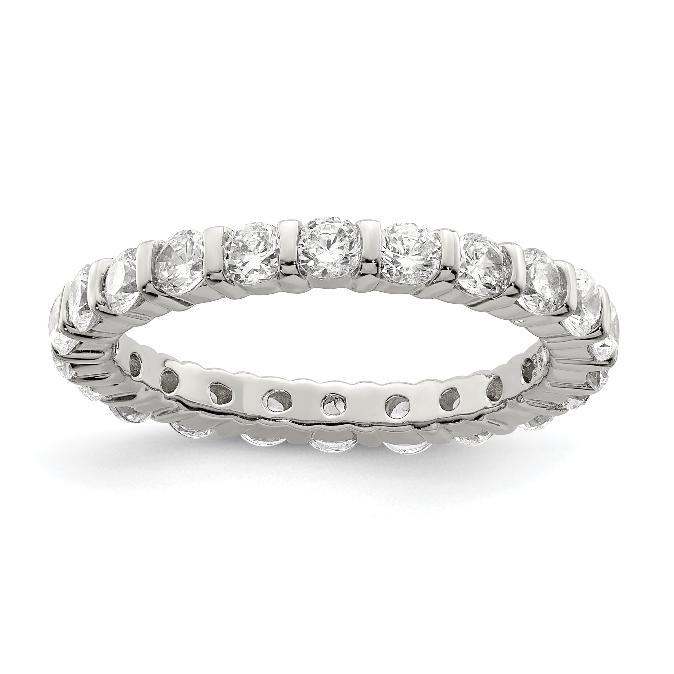 Sterling Silver Rhodium-plated CZ Band