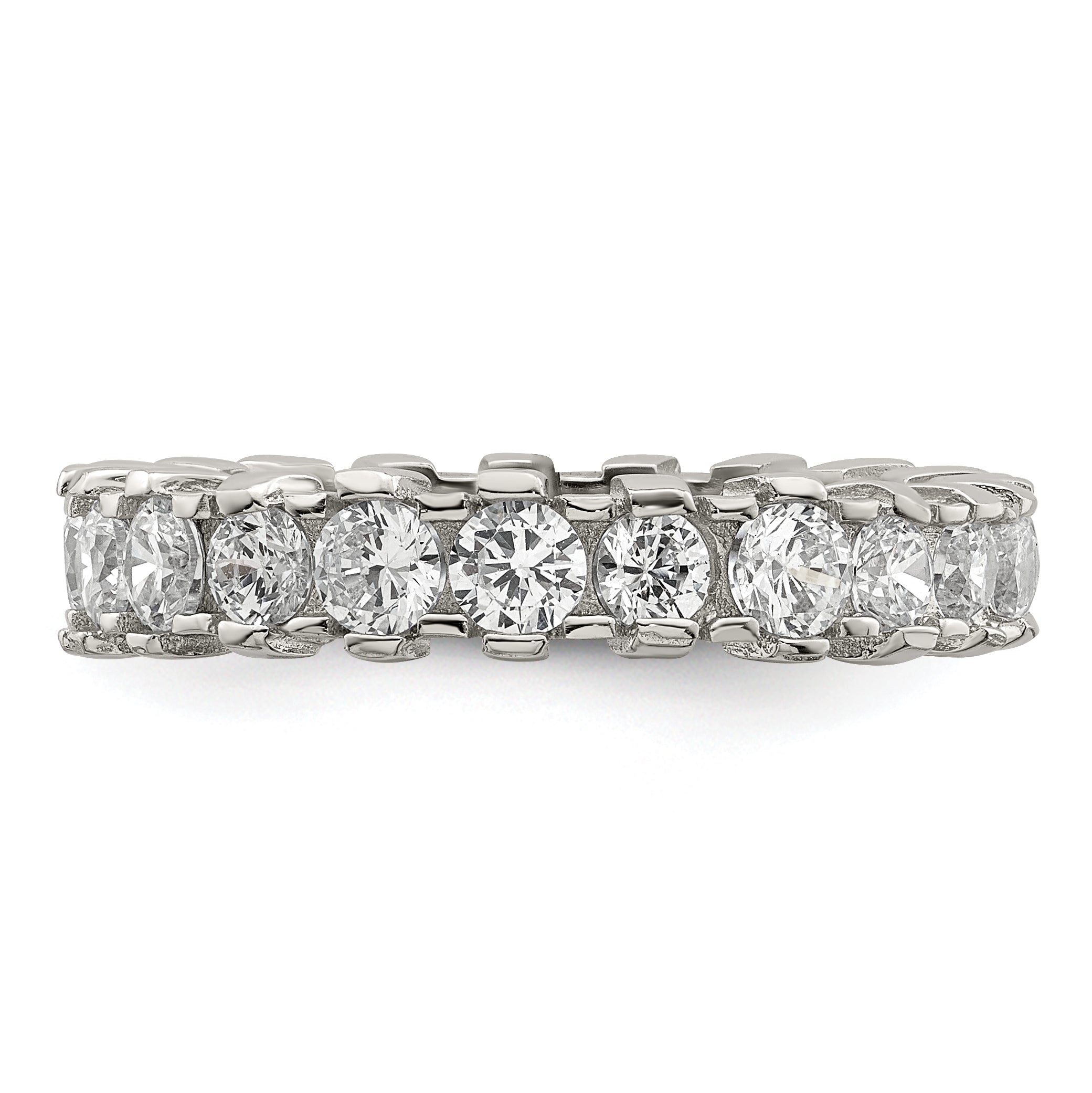 Sterling Silver Rhodium-plated CZ Eternity Band