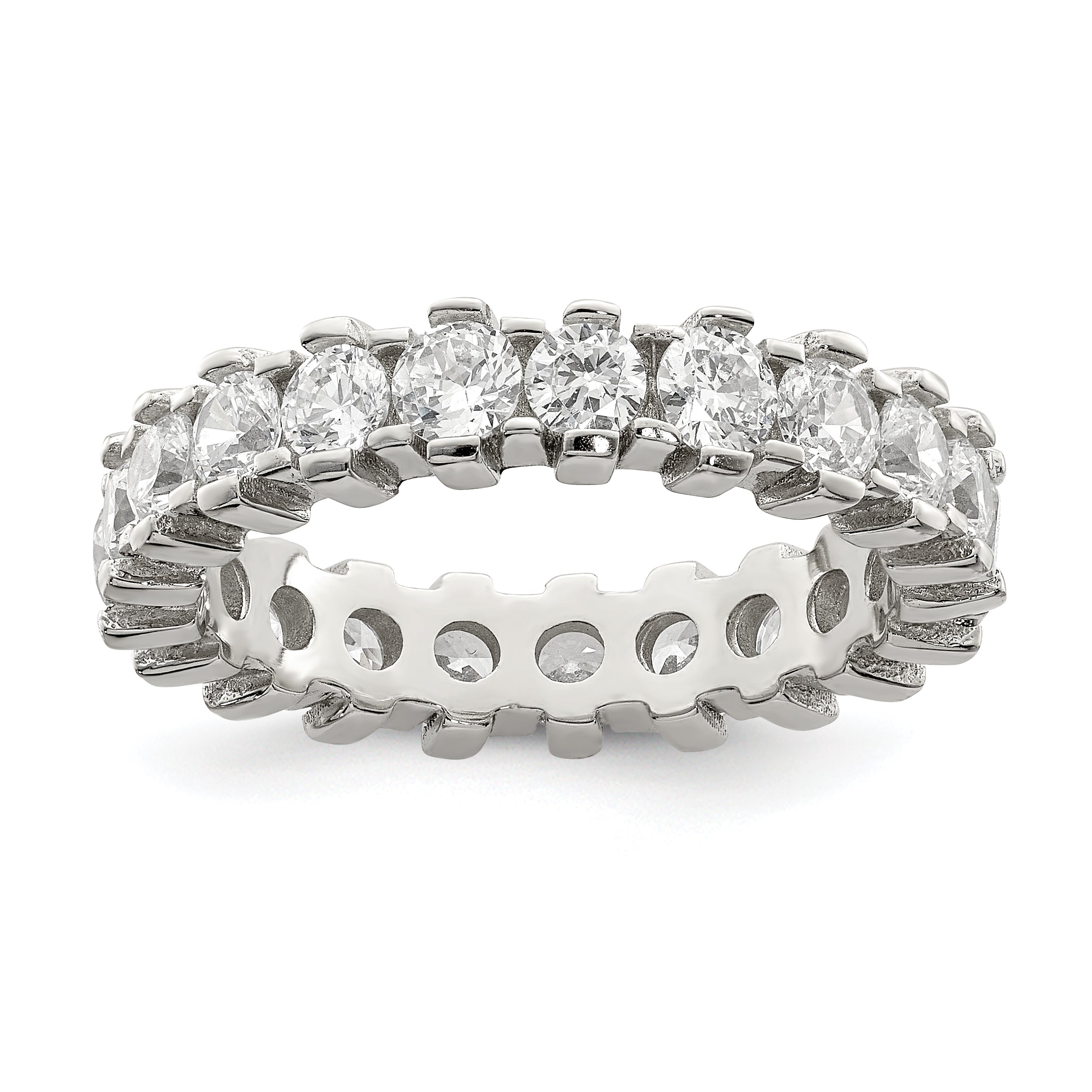 Sterling Silver Rhodium-plated CZ Eternity Band