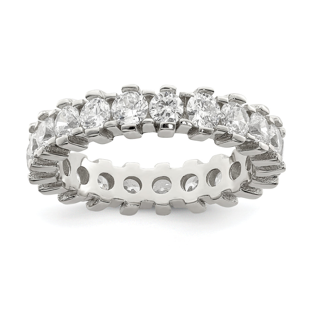 Sterling Silver Rhodium-plated CZ Eternity Band