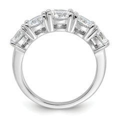 Sterling Silver Rhodium-plated CZ 5-Stone Ring