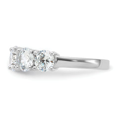 Sterling Silver Rhodium-plated CZ 5-Stone Ring