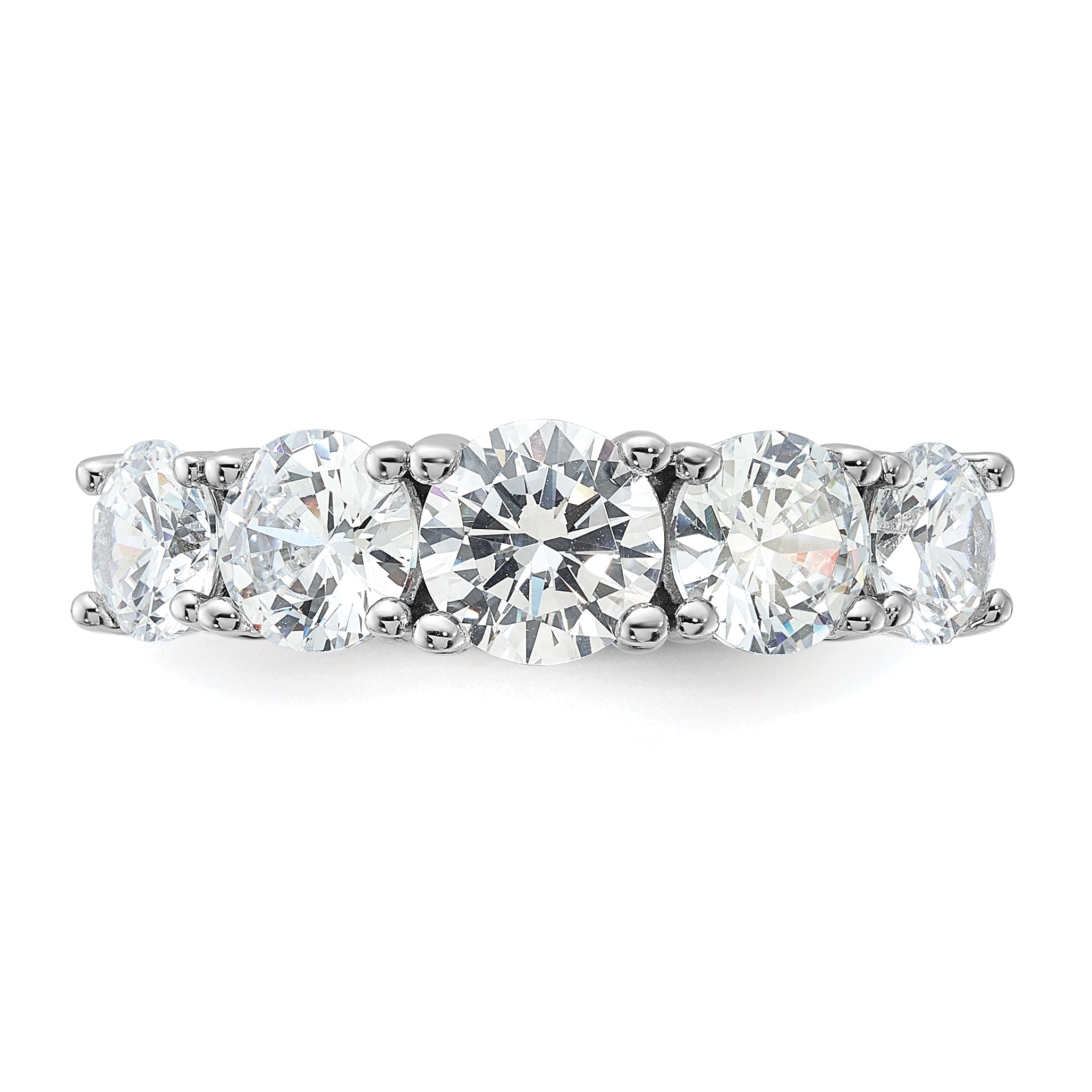 Sterling Silver Rhodium-plated CZ 5-Stone Ring