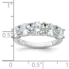 Sterling Silver Rhodium-plated CZ 5-Stone Ring