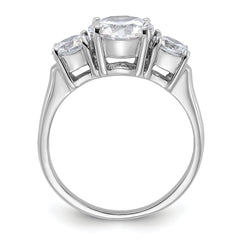 Sterling Silver Rhodium-plated Three Stone CZ Ring