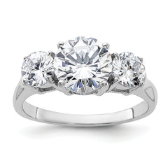 Sterling Silver Rhodium-plated Three Stone CZ Ring