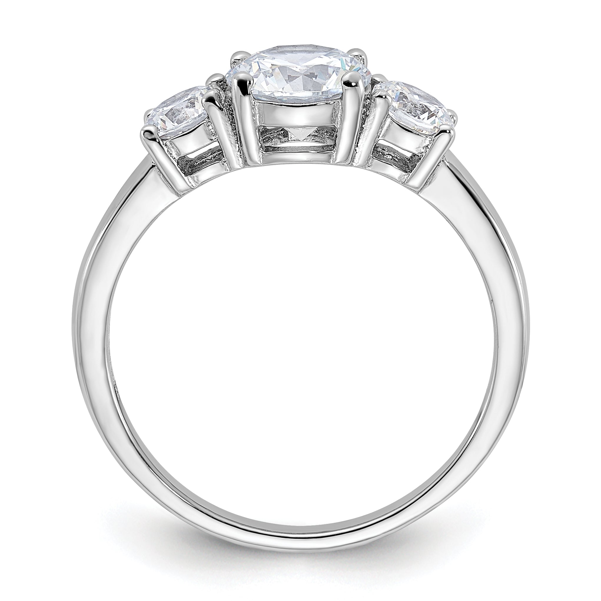 Sterling Silver Rhodium-plated 3 Stone CZ Ring