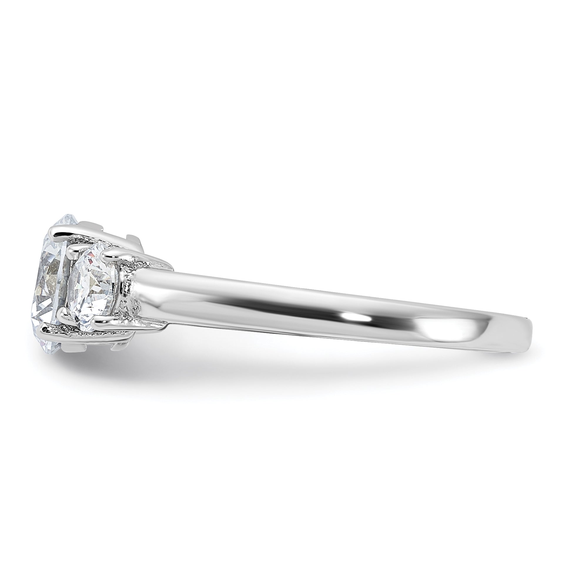 Sterling Silver Rhodium-plated 3 Stone CZ Ring